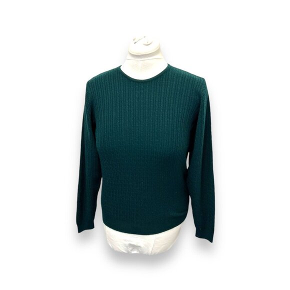 Vintage Talbots Womens Small Ribbed Merino Wool Sweater Green Made In Italy - Picture 1 of 8